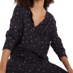 Madewell Bandana Floral Waffle Knit Henley Pajama Top